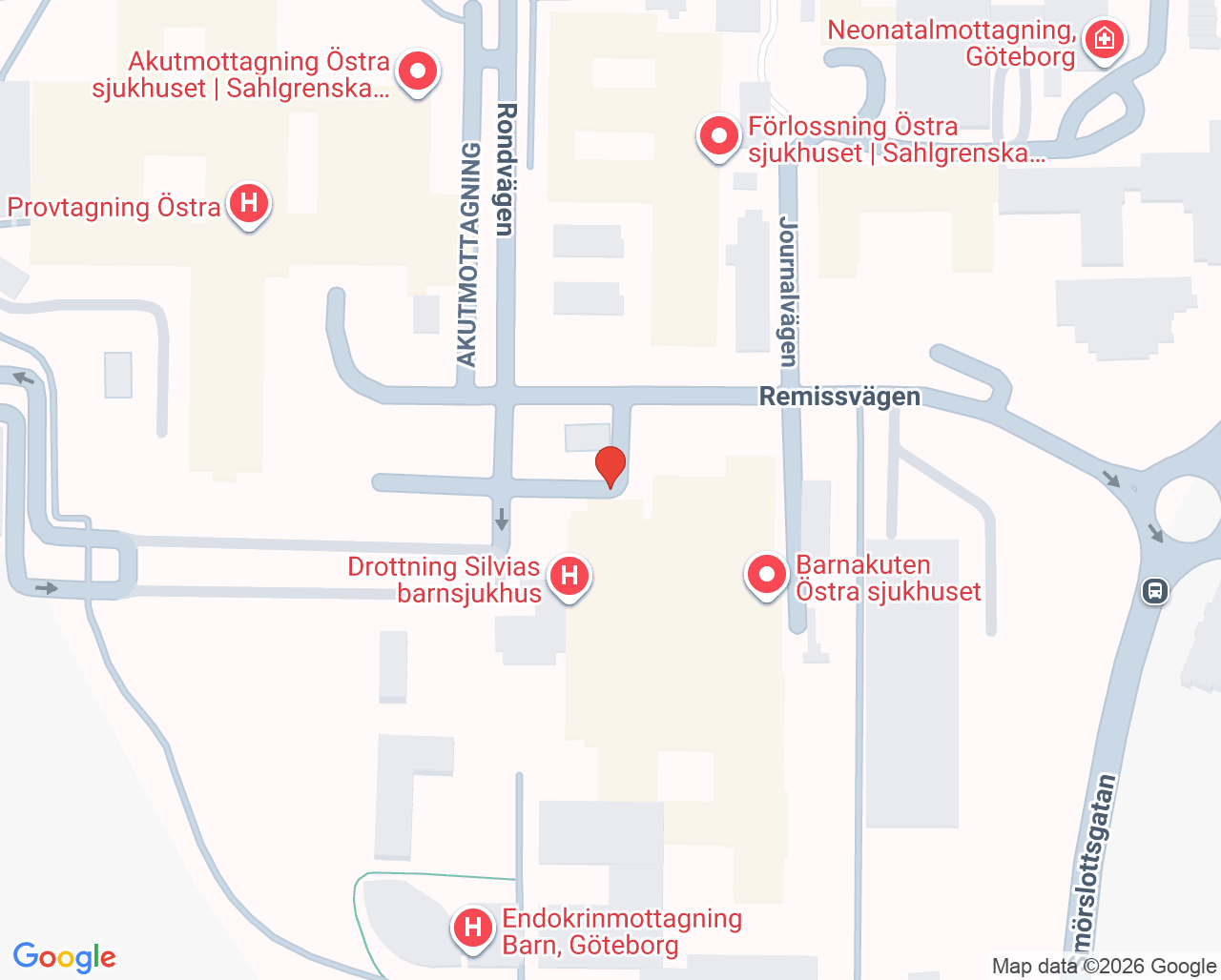 Karta till Radiologi barn, Göteborg