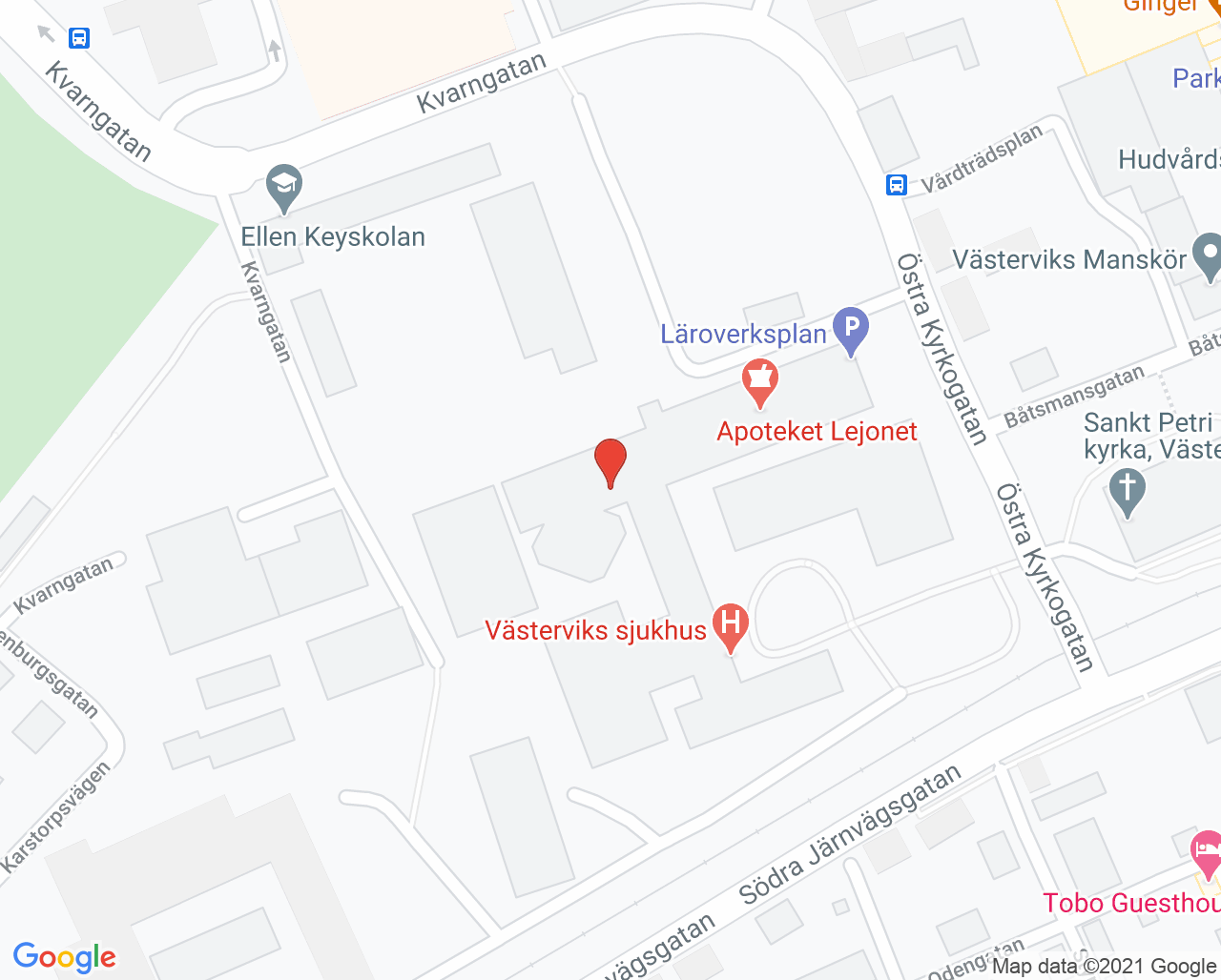 Karta till Radiologiska kliniken Västervik