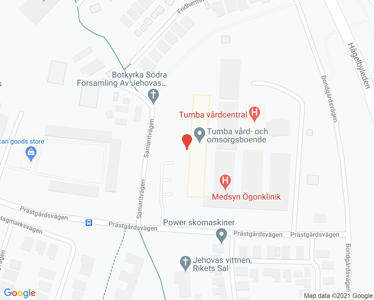 Karta till Medsyn Ögonklinik Tumba