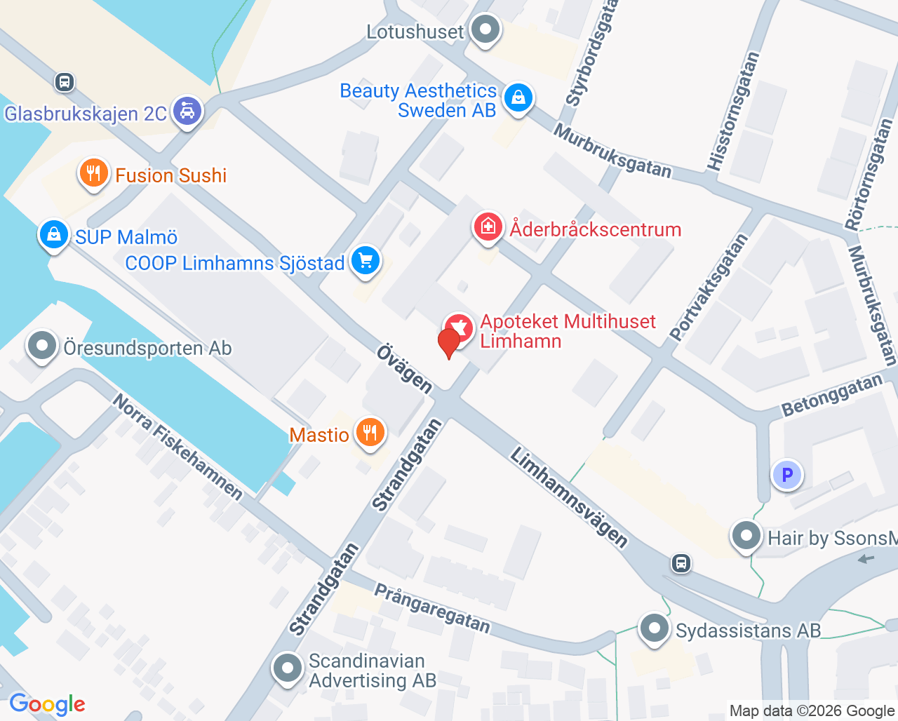 Karta till Barnavårdscentralen Limhamn