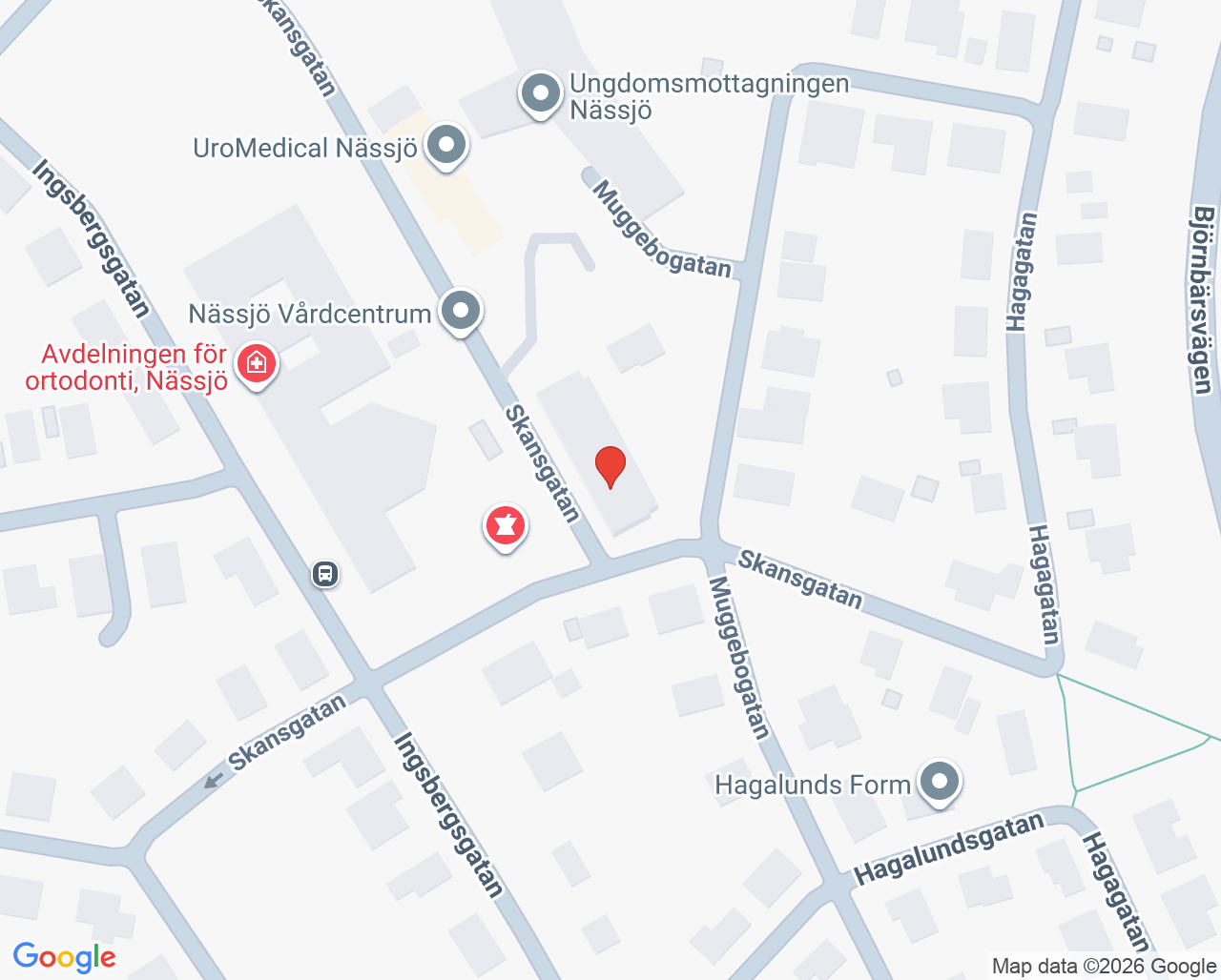 Karta till Familjeterapeuterna Syd i Nässjö