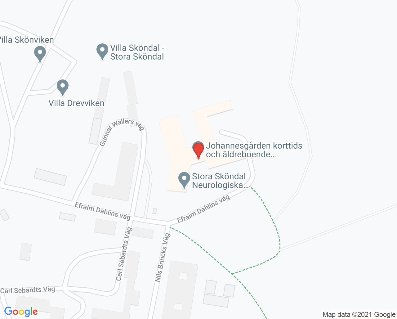 Karta till Fysioterapimottagningen Stora Sköndal - Spec fysioterapi