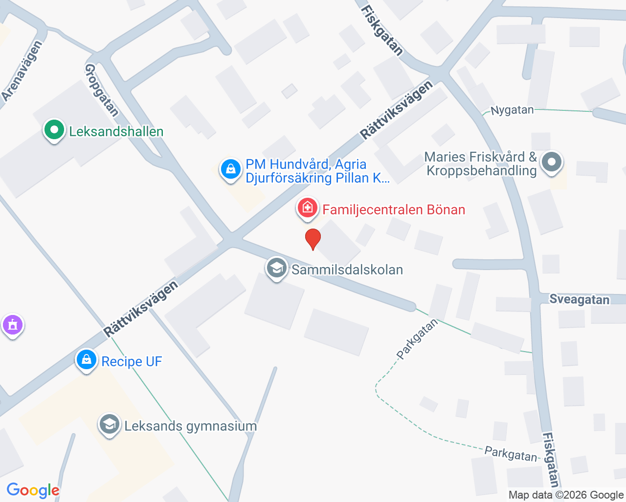 Karta till Familjecentral Leksand