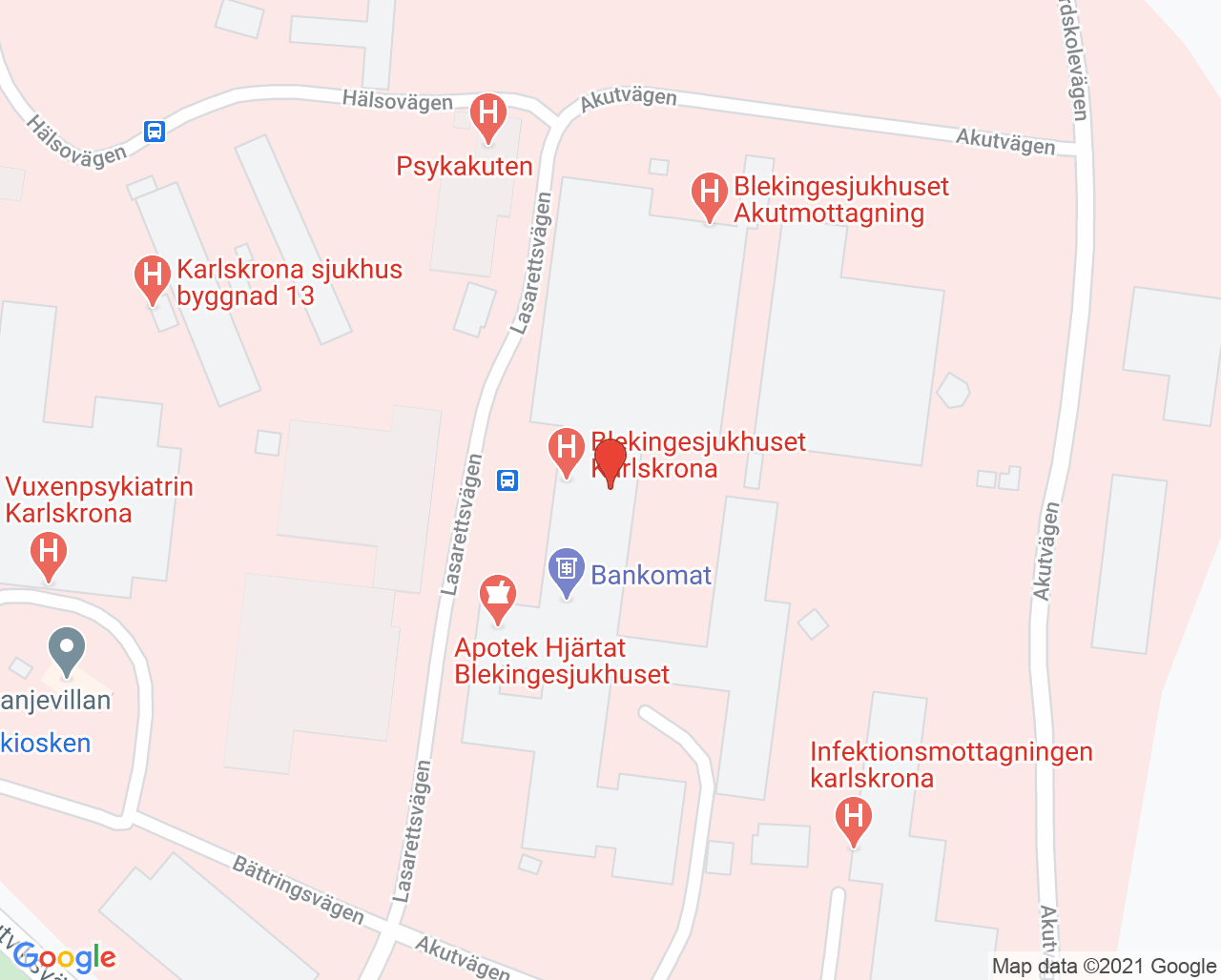 Karta till Blekingesjukhuset Karlskrona