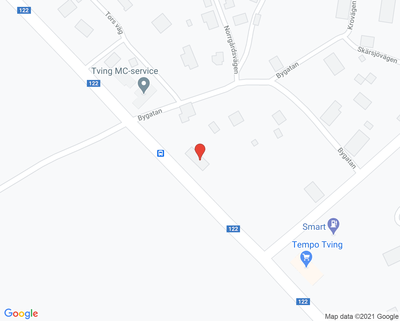 Karta till Tvings läkarmottagning, Tving