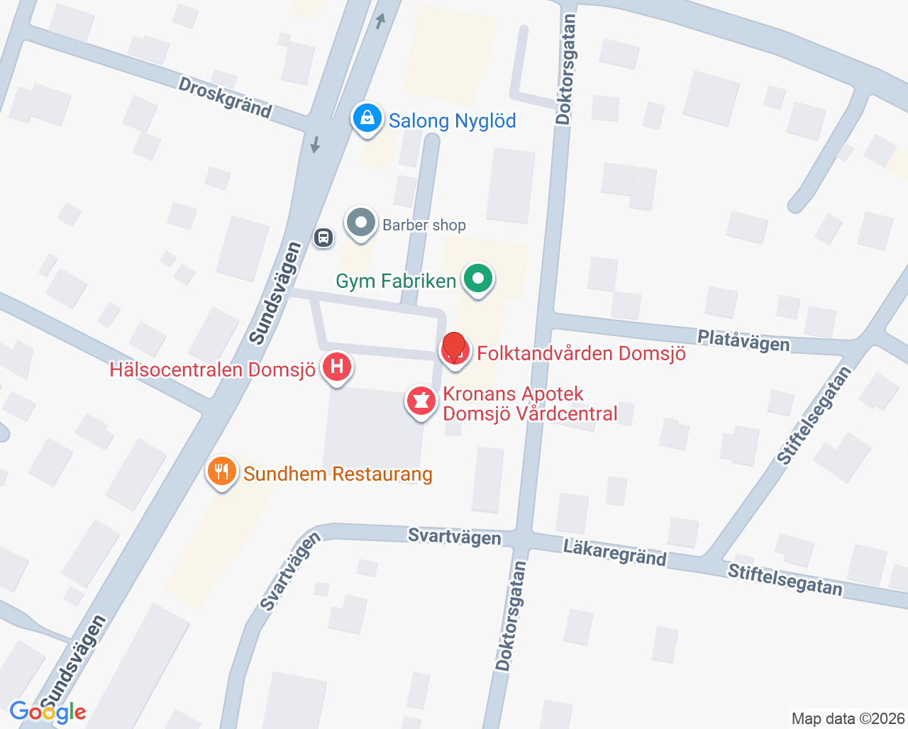 Karta till Folktandvården Domsjö