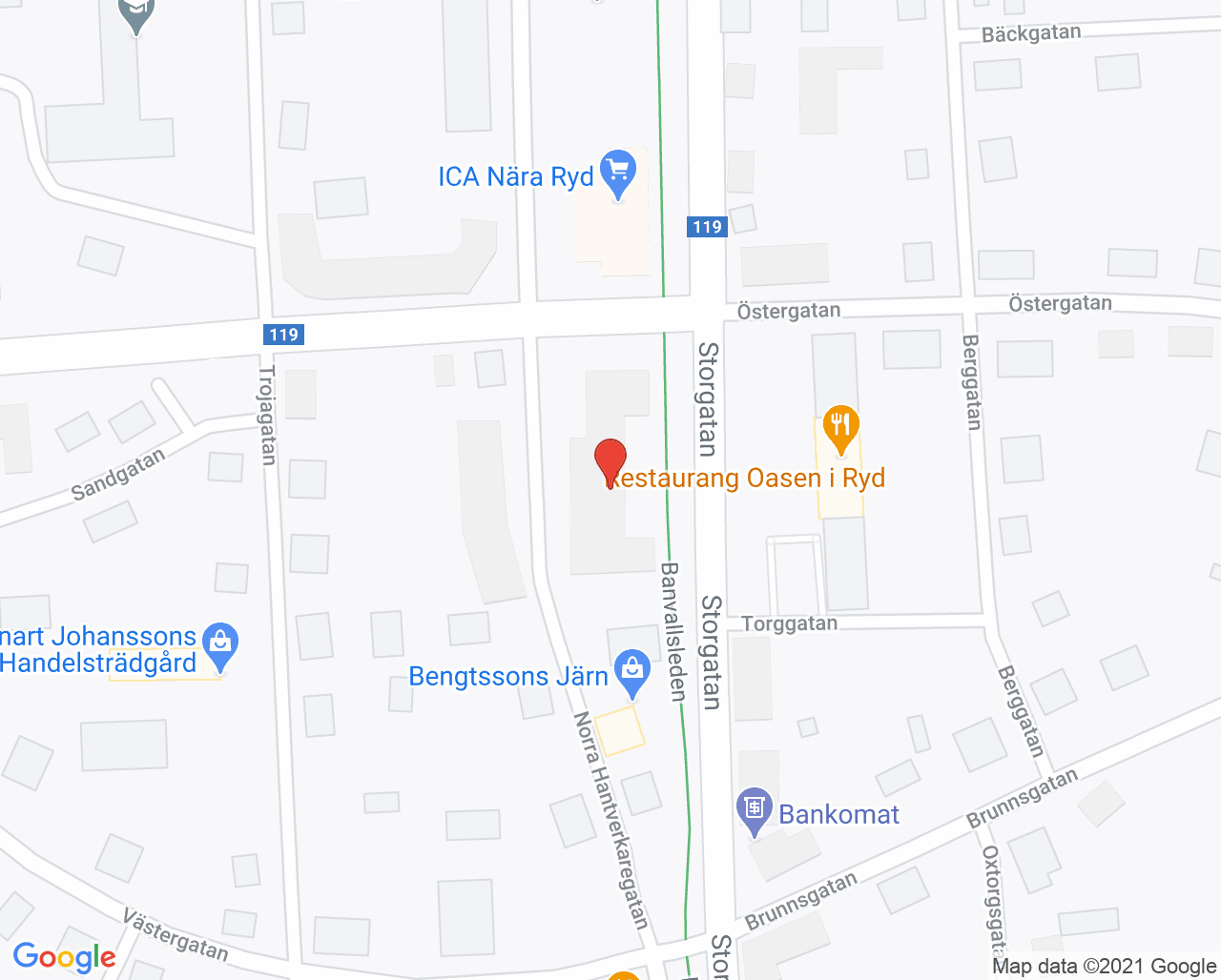 Karta till Ryd primärvårdsrehab, Ryd