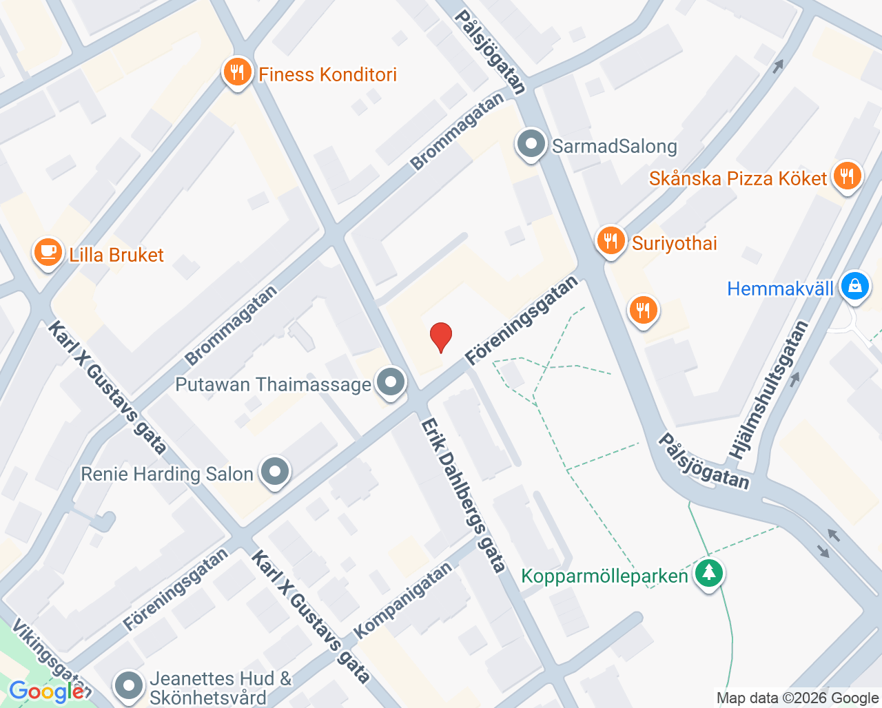 Karta till Assistance Teamet psykologi, Helsingborg