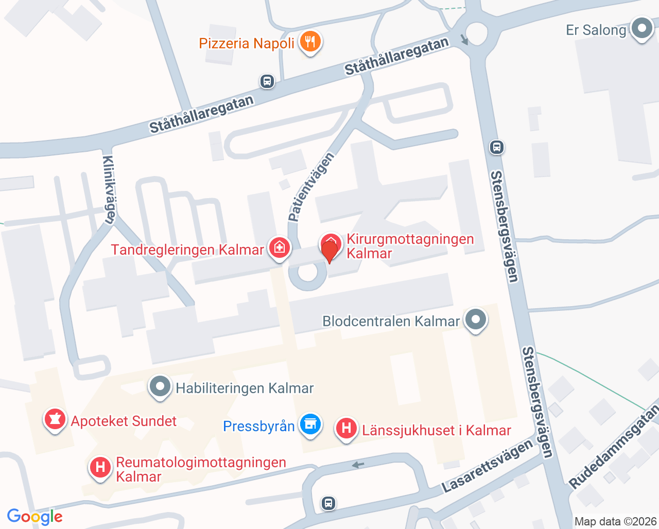 Karta till BB-mor-avdelningen Kalmar