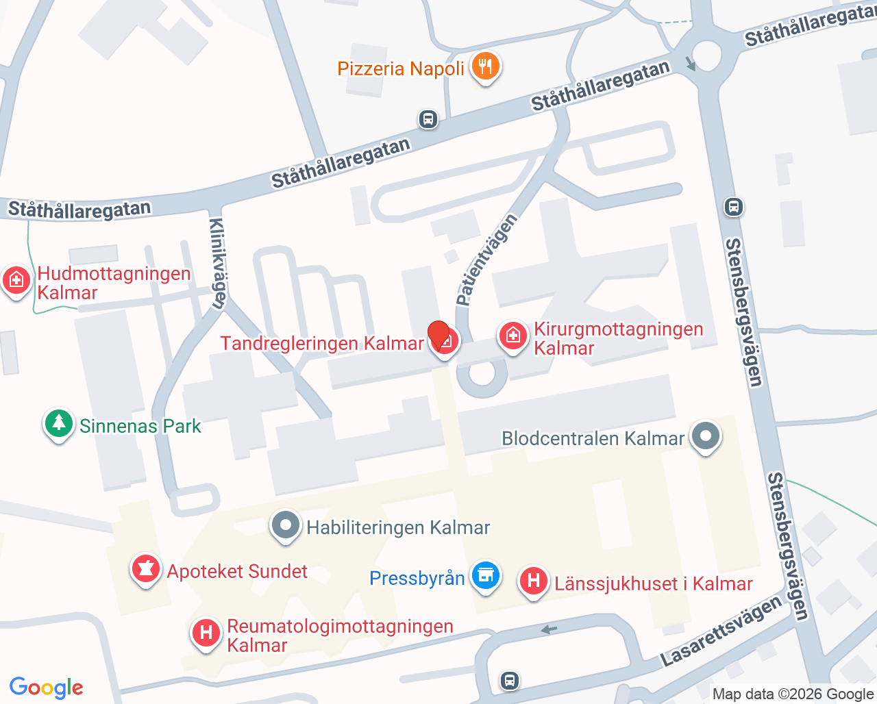 Karta till Hudmottagningen Kalmar