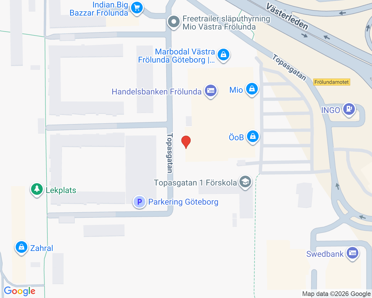 Karta till Psykosmottagning Väster, Göteborg