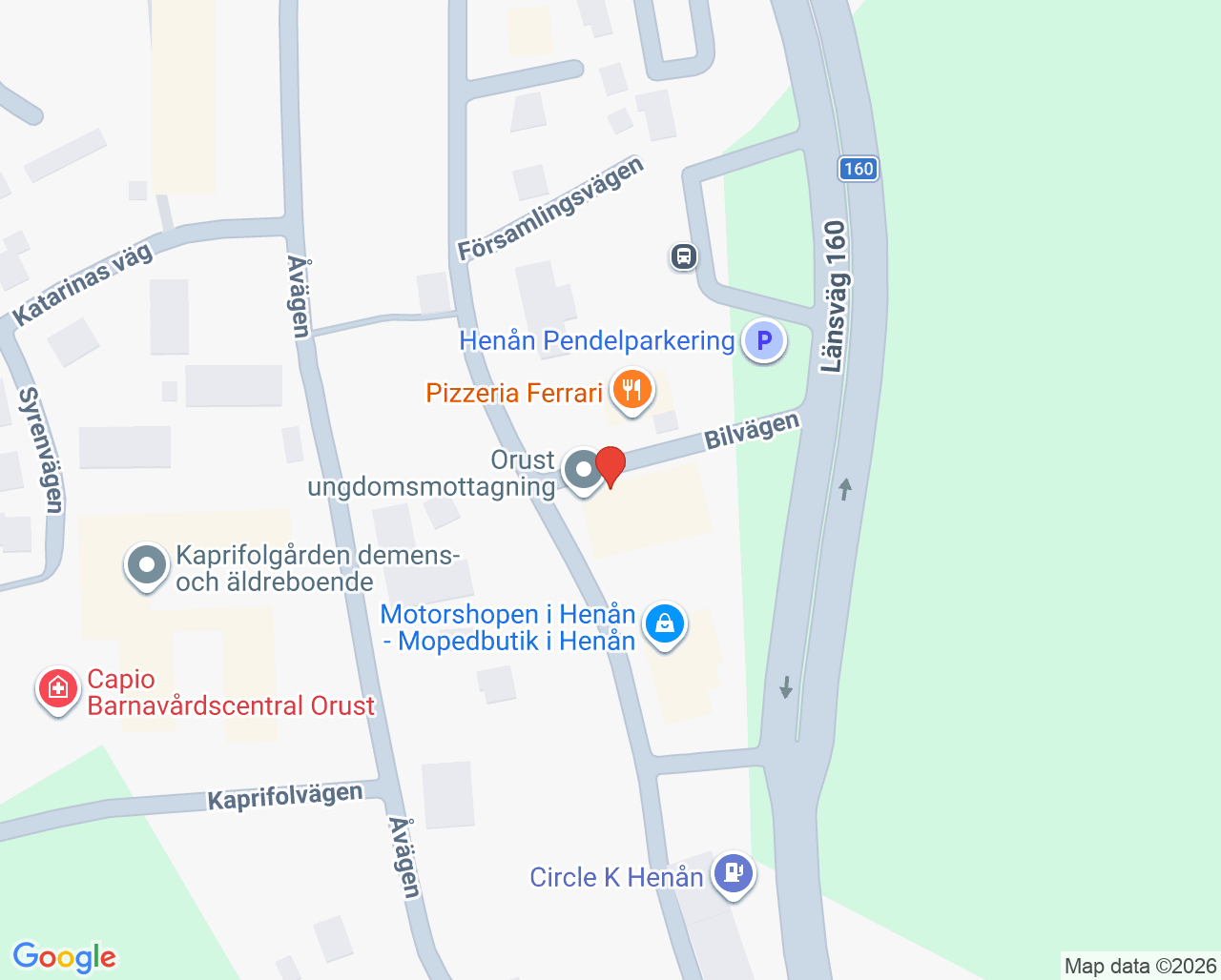 Karta till Orust ungdomsmottagning, Henån