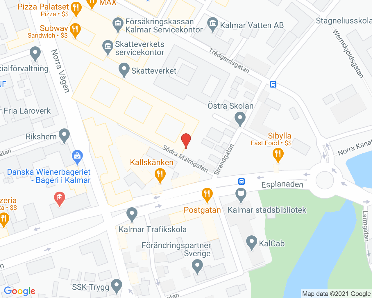 Karta till Distriktsrehabiliteringen Kalmar