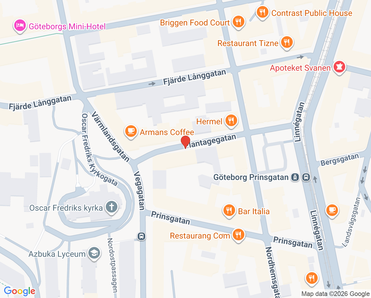Karta till Team Tandvårdsgruppen US, Göteborg
