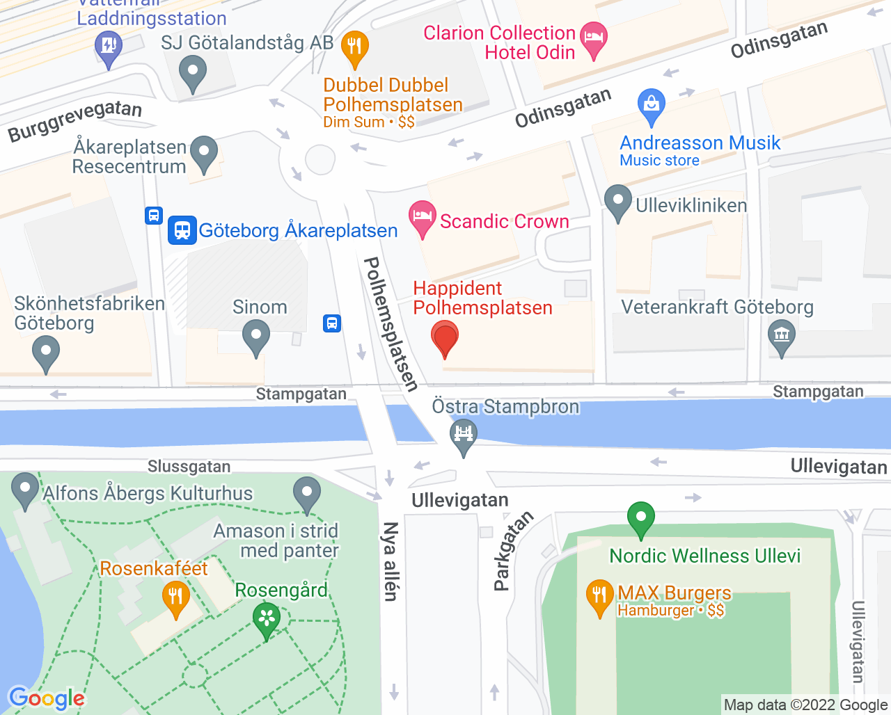 Karta till Endodontikliniken Göteborg