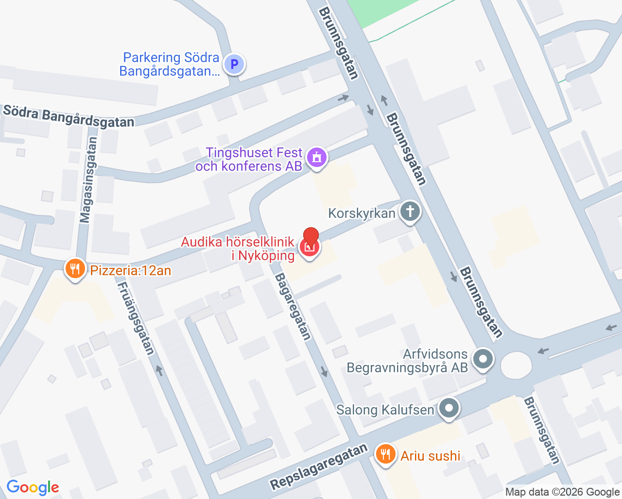 Karta till Audika Nyköping