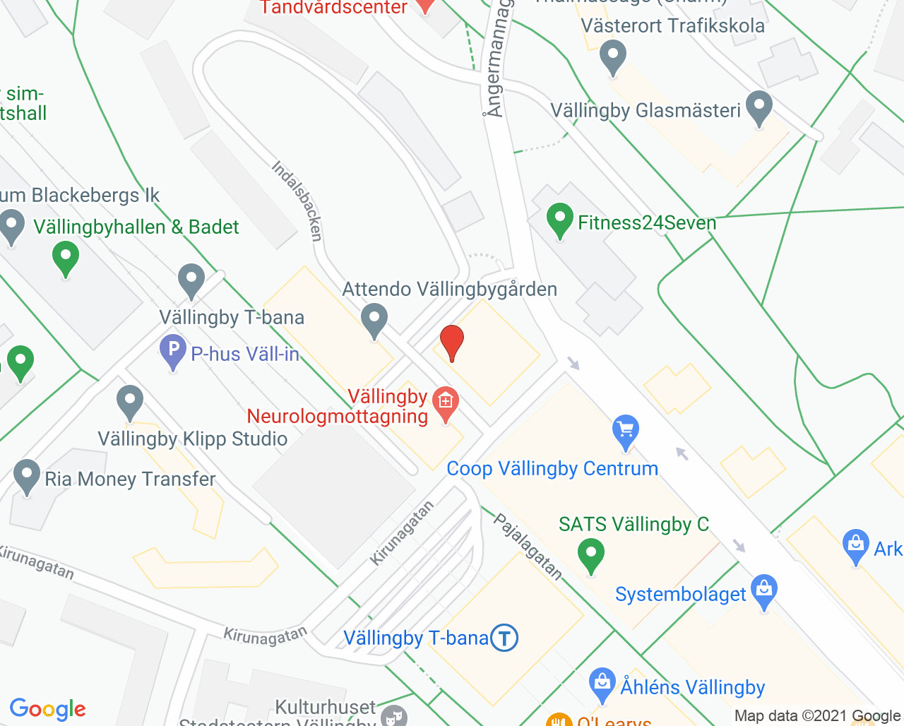 Karta till Västervårdens Hemsjukvård, Hässelby/Vällingby