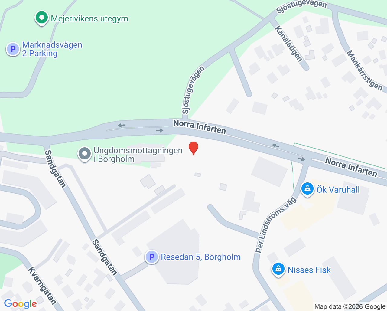 Karta till Mödrahälsovården familjecentralen Borgholm