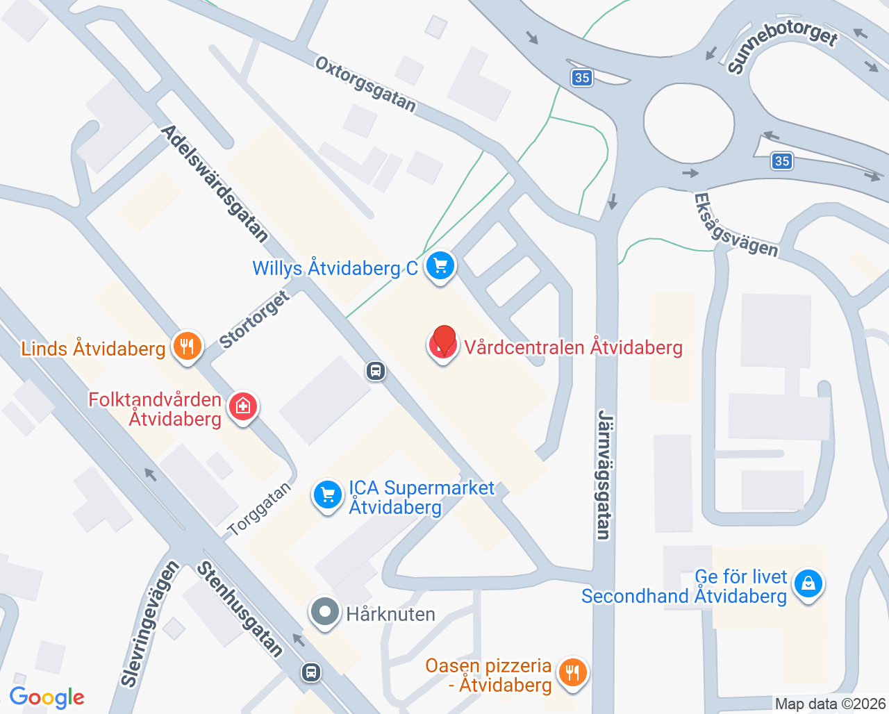 Karta till Fysioterapimottagningen VC Åtvidaberg, Rörelse och Hälsa