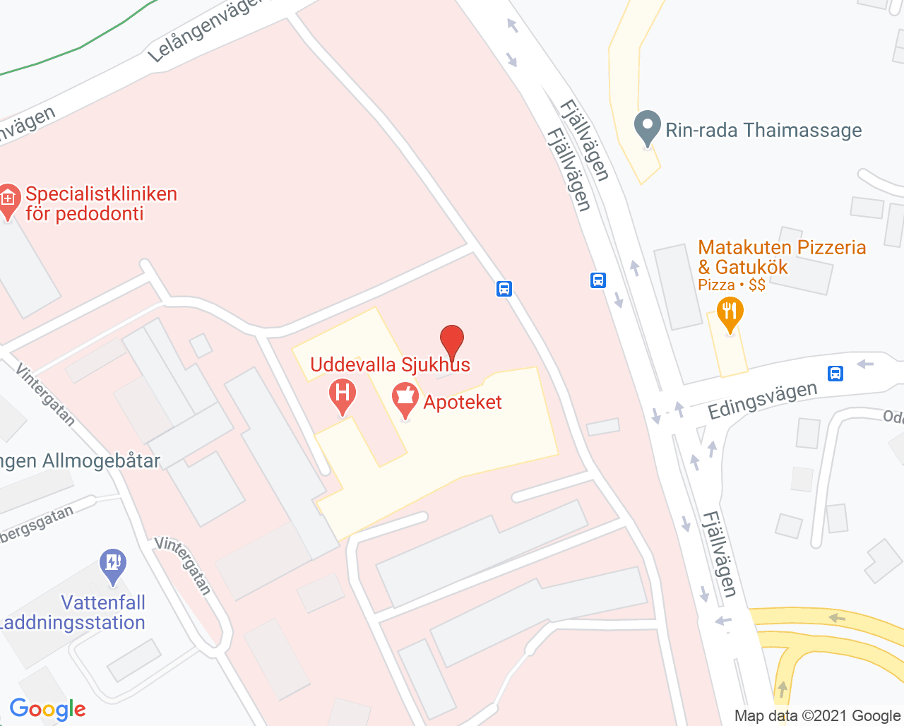 Karta till Specialistkliniken för odontologisk radiologi Uddevalla, Uddevalla