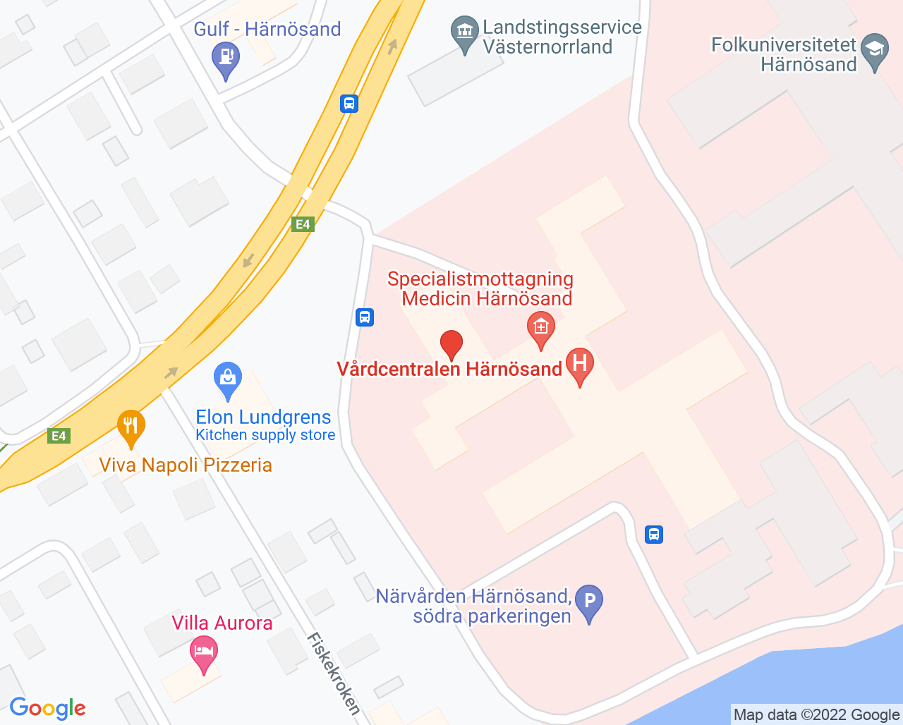 Karta till Barnmorskemottagning Härnösand