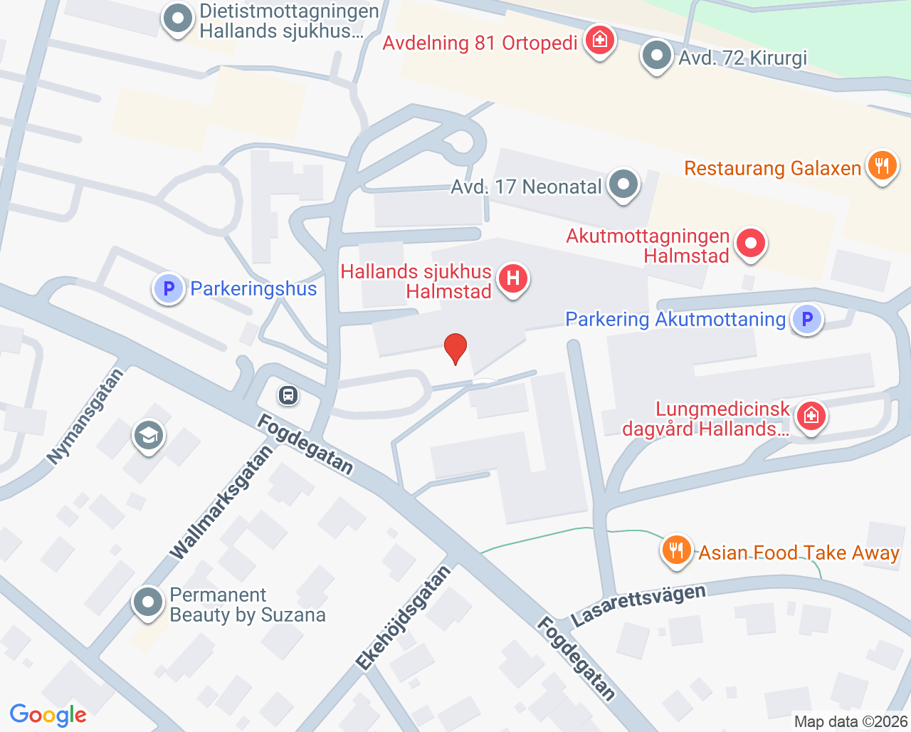 Karta till Magnetkamera Röntgen Halmstad