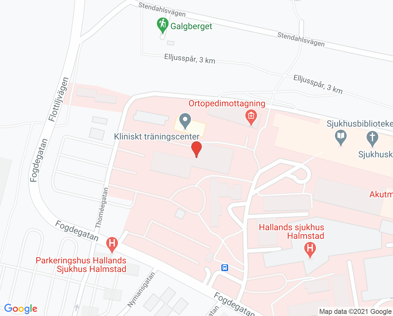 Karta till Psykiatriska intensivvårdsavdelningen Halmstad