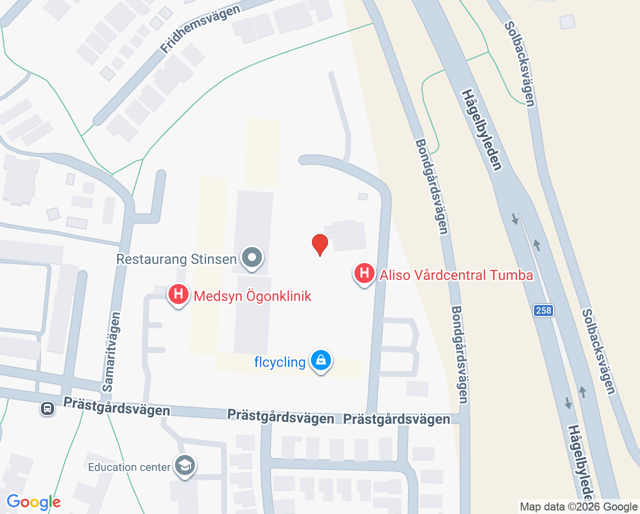 Karta till Tumba vårdcentral