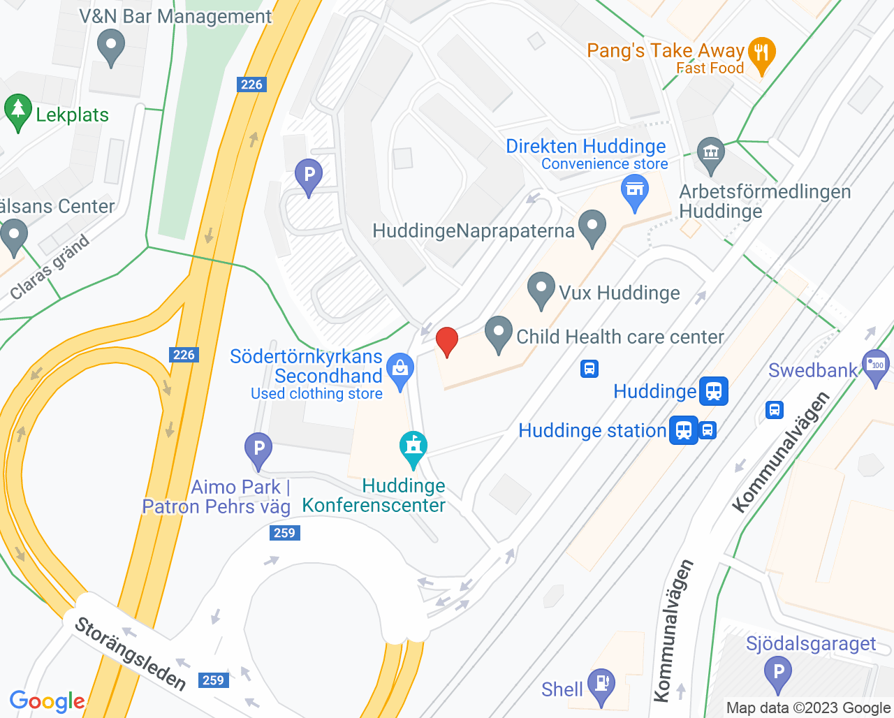 Karta till Praktikertjänst Rehab Huddinge, Huddinge