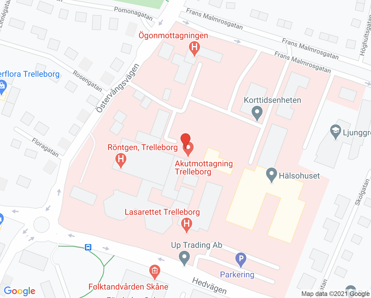 Karta till Helgmottagningen Trelleborg
