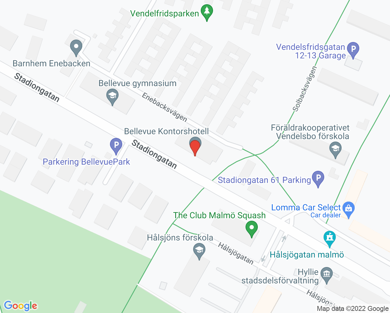 Karta till Praktikertjänst Stadion  Tandvård, Malmö