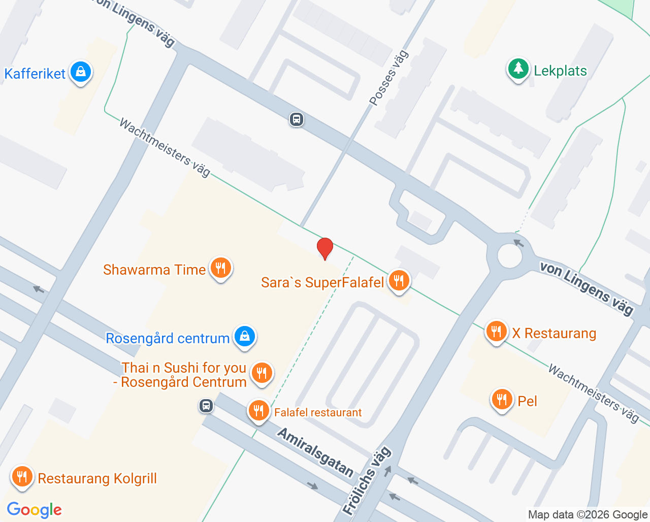 Karta till Vital Vårdcentral Rosengård, Malmö