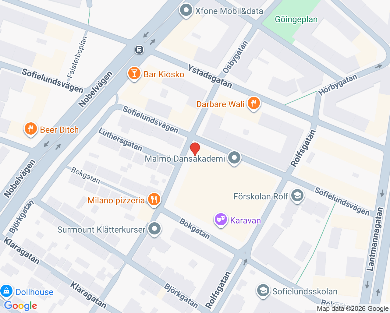 Karta till Vuxenpsykiatrimottagning 2 Laro Malmö