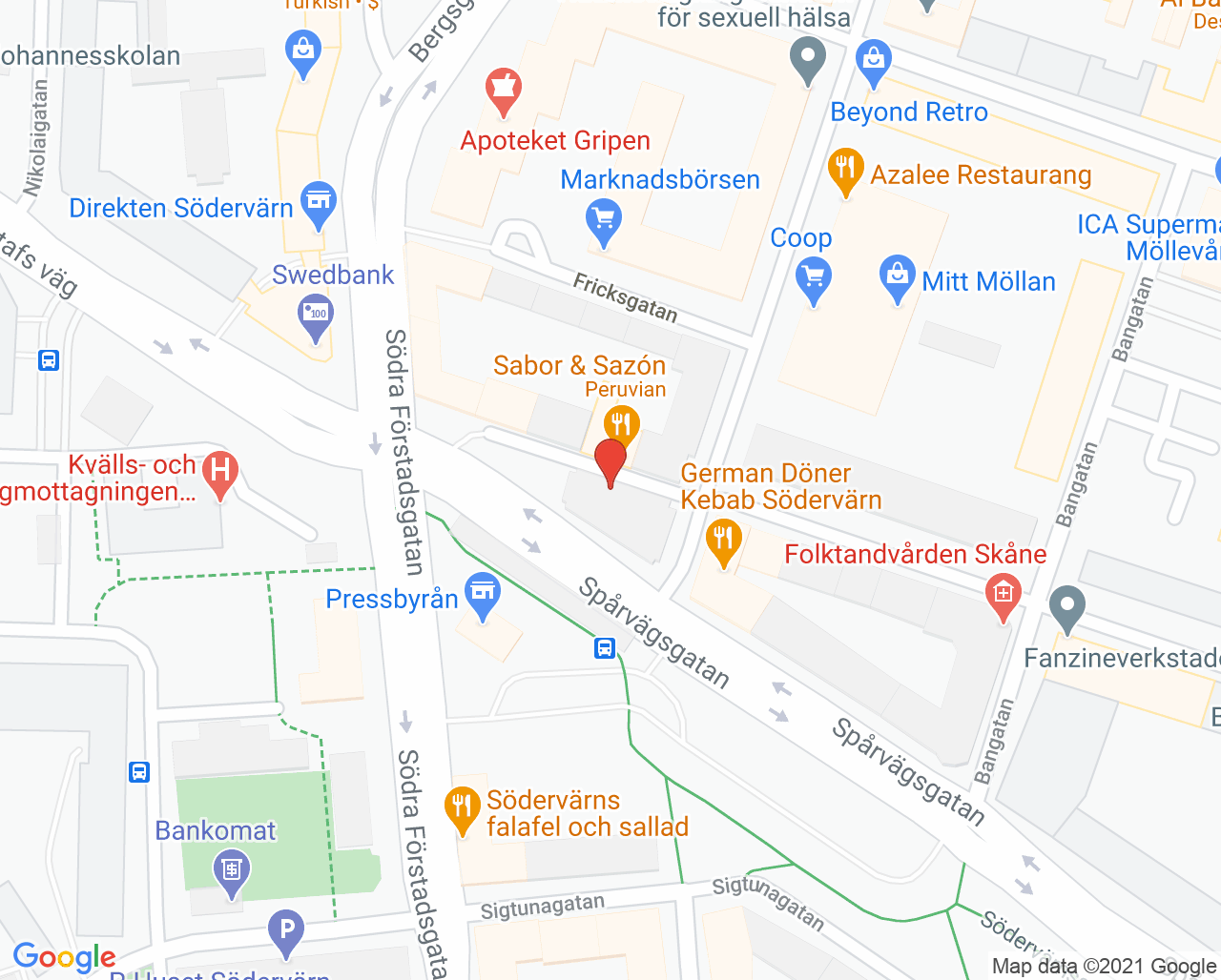 Karta till Vuxenpsykiatrimottagning personlighetssyndrom Malmö