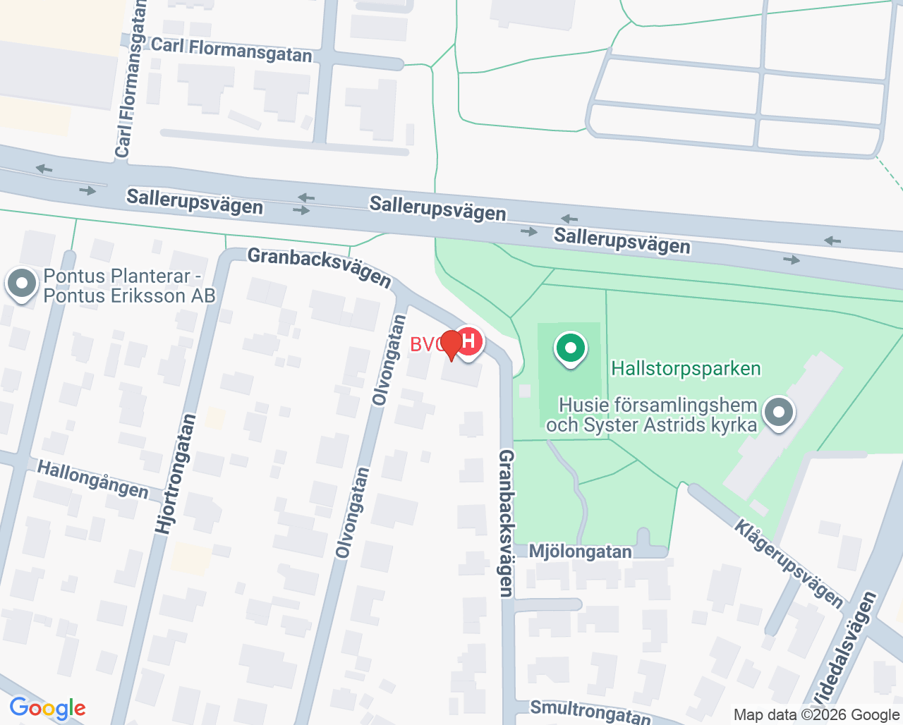 Karta till Barnavårdscentralen Granbacken, Malmö