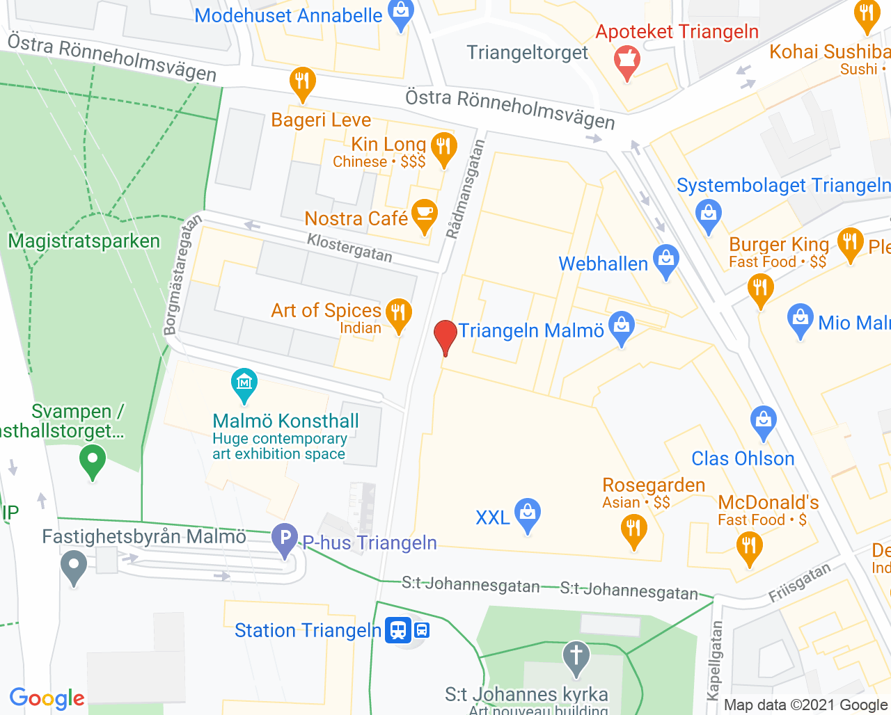Karta till Vuxenpsykiatrimottagning beroende Malmö