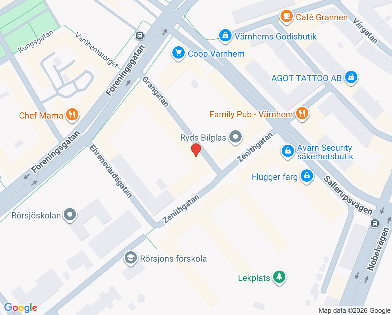 Karta till Barnmorskemottagningen Granen Malmö