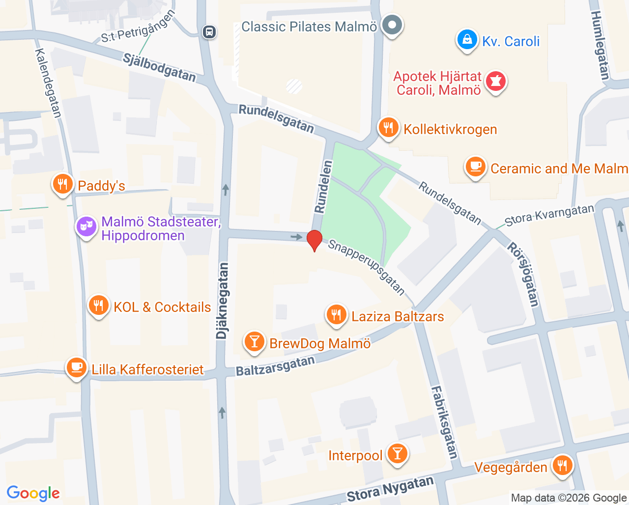 Karta till Venous Centre Malmö