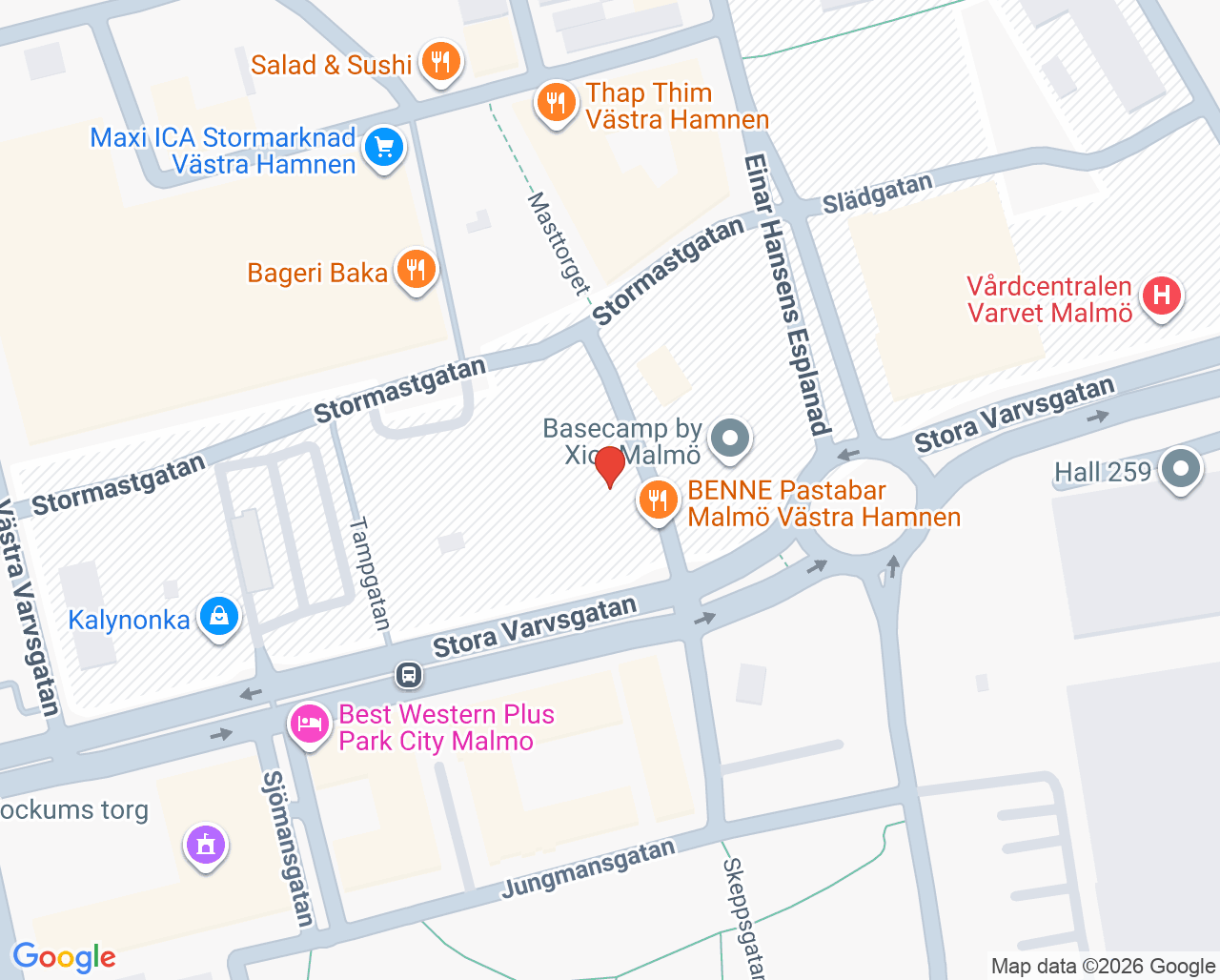 Karta till Praktikertjänst Vaccincenter Varvet Malmö, Malmö