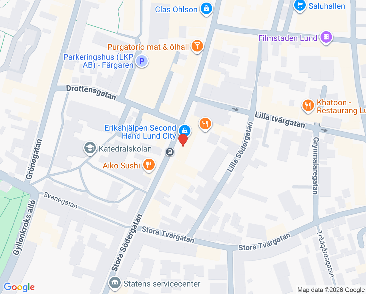 Karta till Citytandläkarna  i Lund, Lund