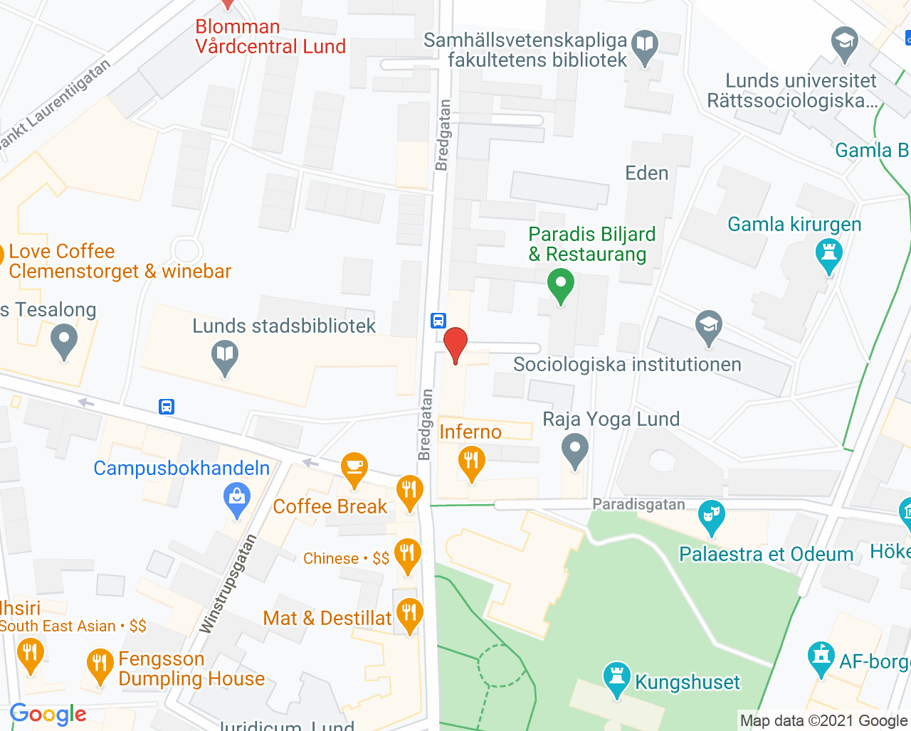 Karta till Bredgatans  Tandvård, Lund