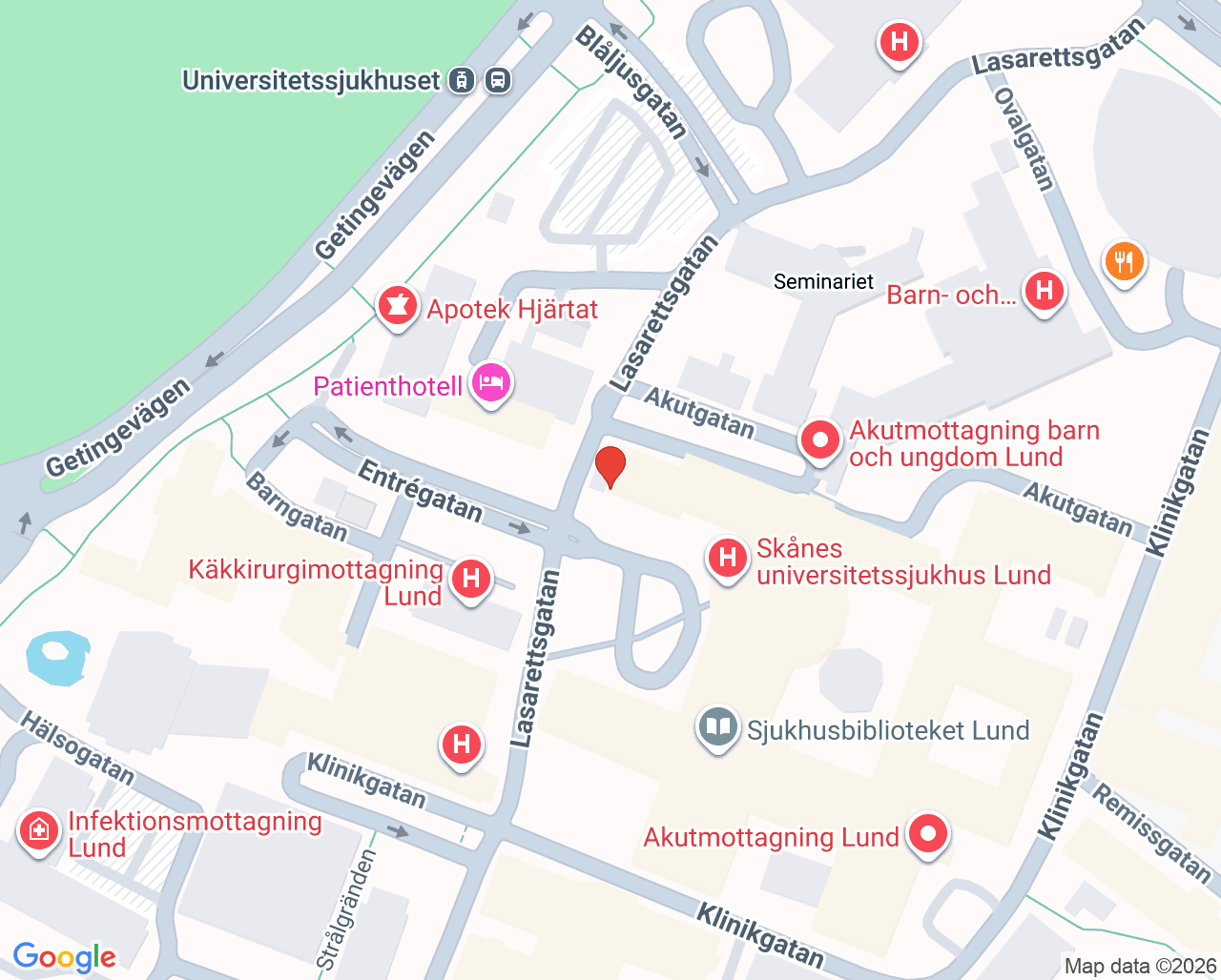 Karta till Hjärtmottagning ablation Lund