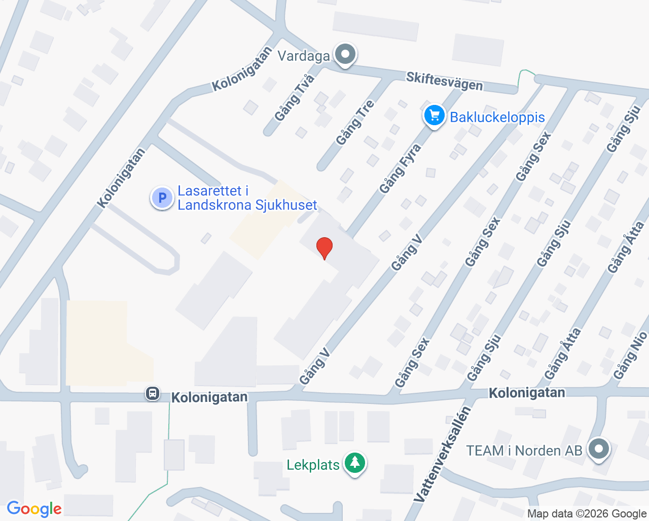 Karta till Vuxenpsykiatrimottagning Landskrona