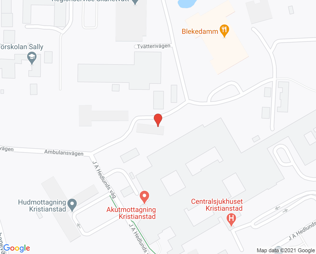 Karta till Minnesmottagning Kristianstad