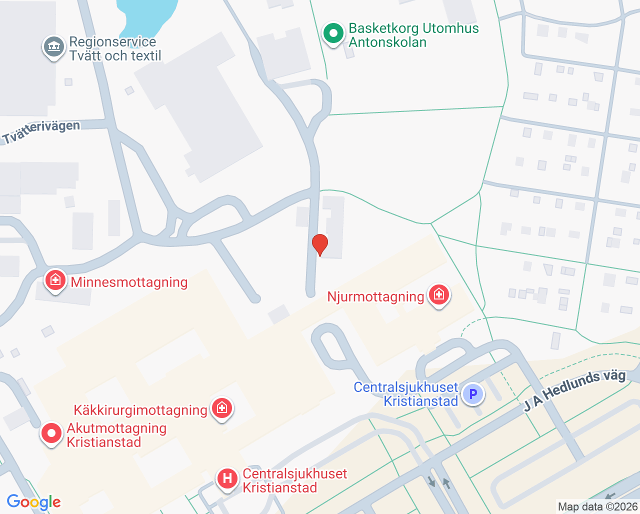 Karta till Vuxenpsykiatrimottagning beroende Kristianstad
