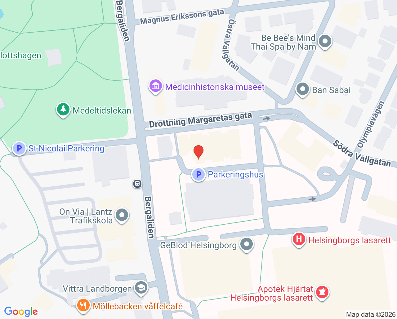 Karta till Infektionsmottagning Helsingborg