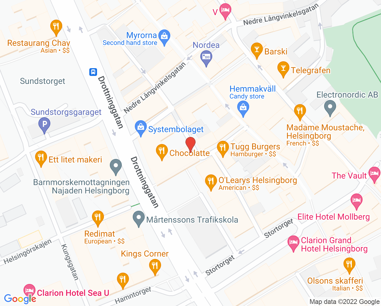 Karta till Holt Hudklinik och Estetik, Helsingborg