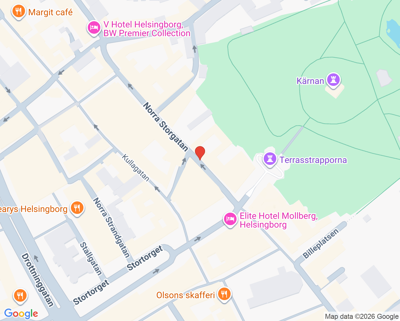 Karta till Psykoterapimottagning Sankt Lukas filial Helsingborg