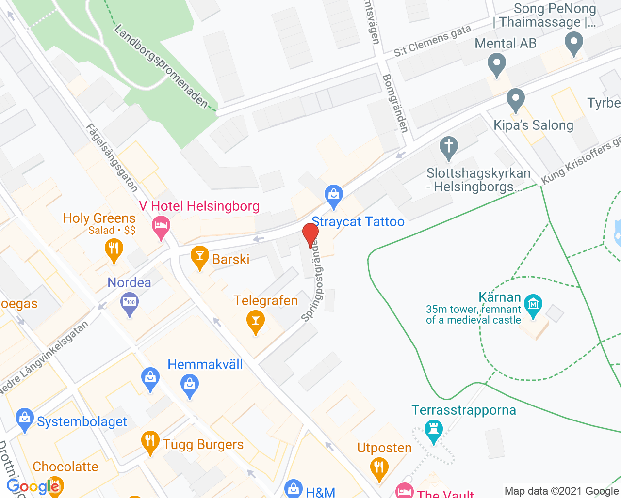 Karta till Tandvårdsgruppen Springposten Christian Domini, Helsingborg