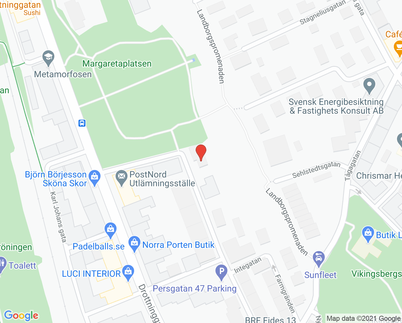 Karta till Psykoterapimottagning Ulla Hägerlöf, Helsingborg